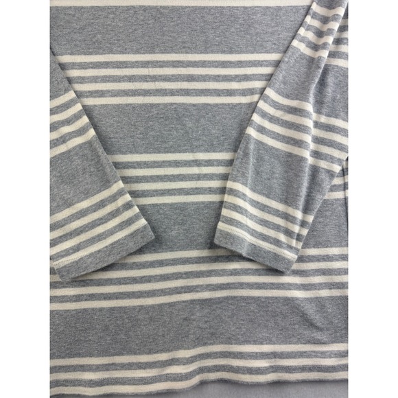 Talbots Womens Gray Cream Stripe Boat Neck Long Sleeve Cotton Tunic Top M - Picture 2 of 7